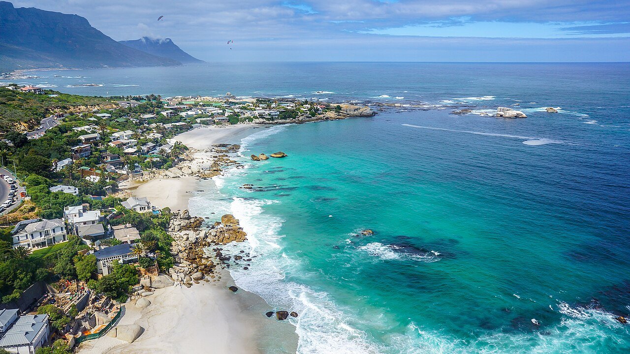 Aerial view of the Clifton beaches, Cape Town (drone photo, not a helicopter flight)