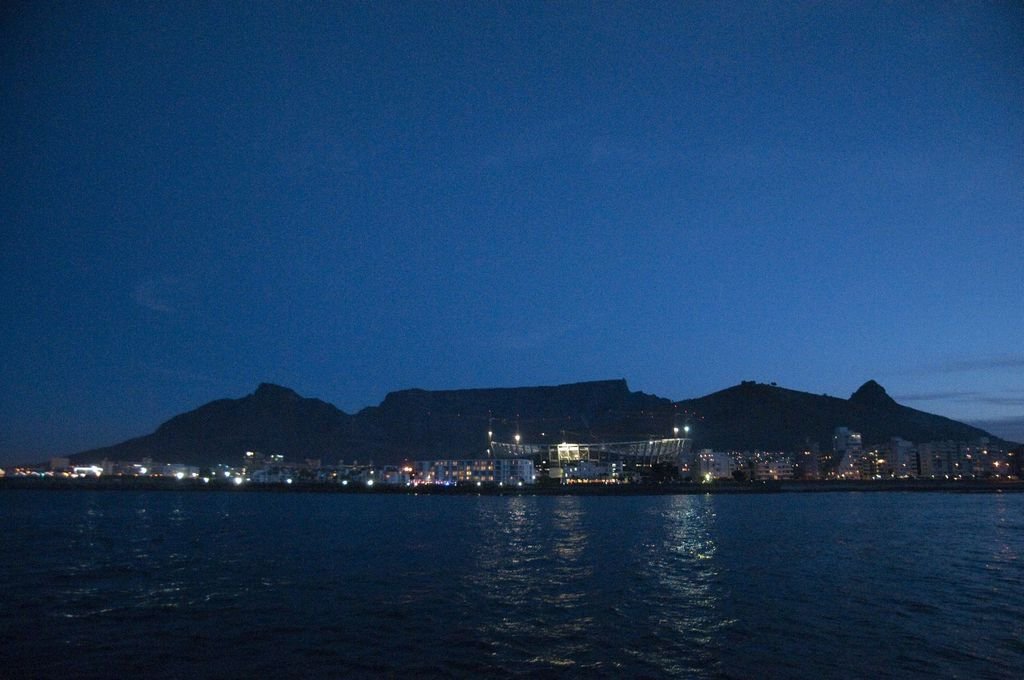 Sunset boat cruise off Cape Town